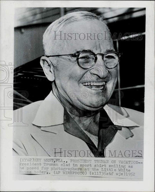 1952 Press Photo U.S. President Harry S. Truman Vacations in Key West, Florida - Historic Images