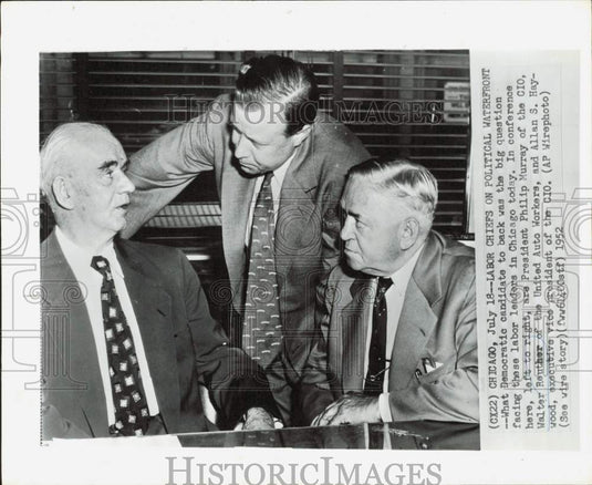 1952 Press Photo Labor Leaders Philip Murray, Walter Reuther and Allan Haywood- Historic Images