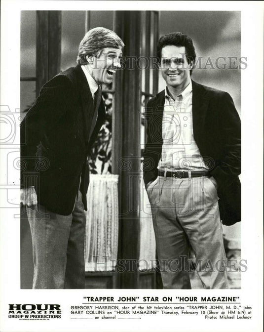 1983 Press Photo Gregory Harrison and Garry Collins on "Hour Magazine" - Historic Images