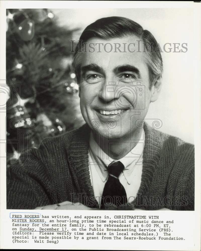Press Photo Television Host Fred Rogers In "Christmastime With Mister Rogers" - Historic Images