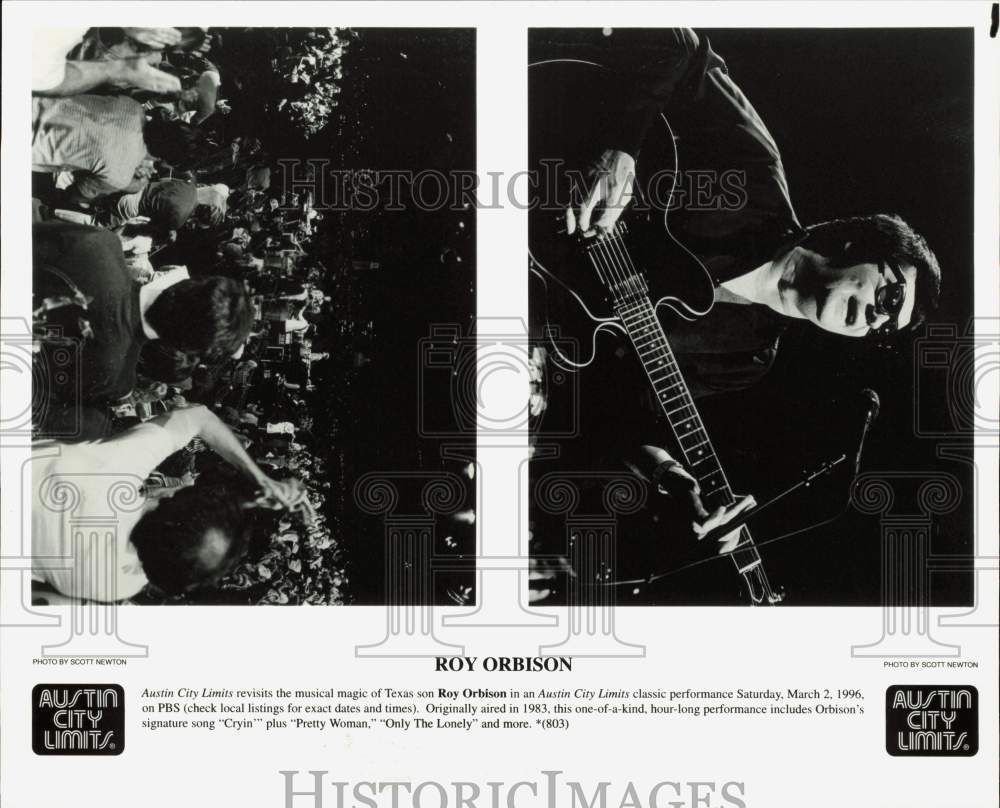 1996 Press Photo Texas Singer And Musician Roy Orbison Performing In Concert - Historic Images