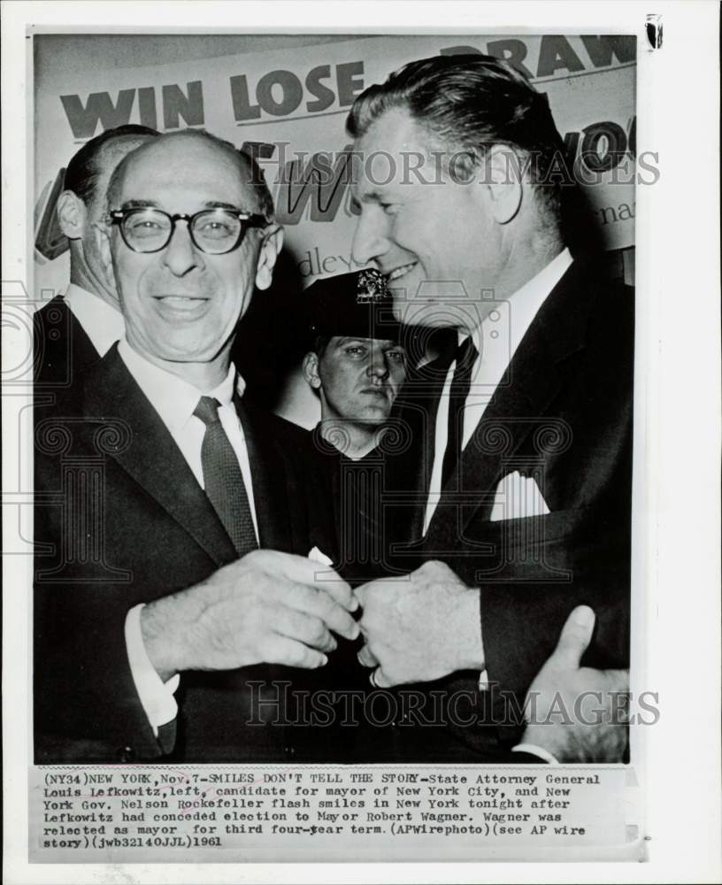 1961 Press Photo New York Governor Nelson Rockefeller &amp; Louis Lefkowitz - Historic Images