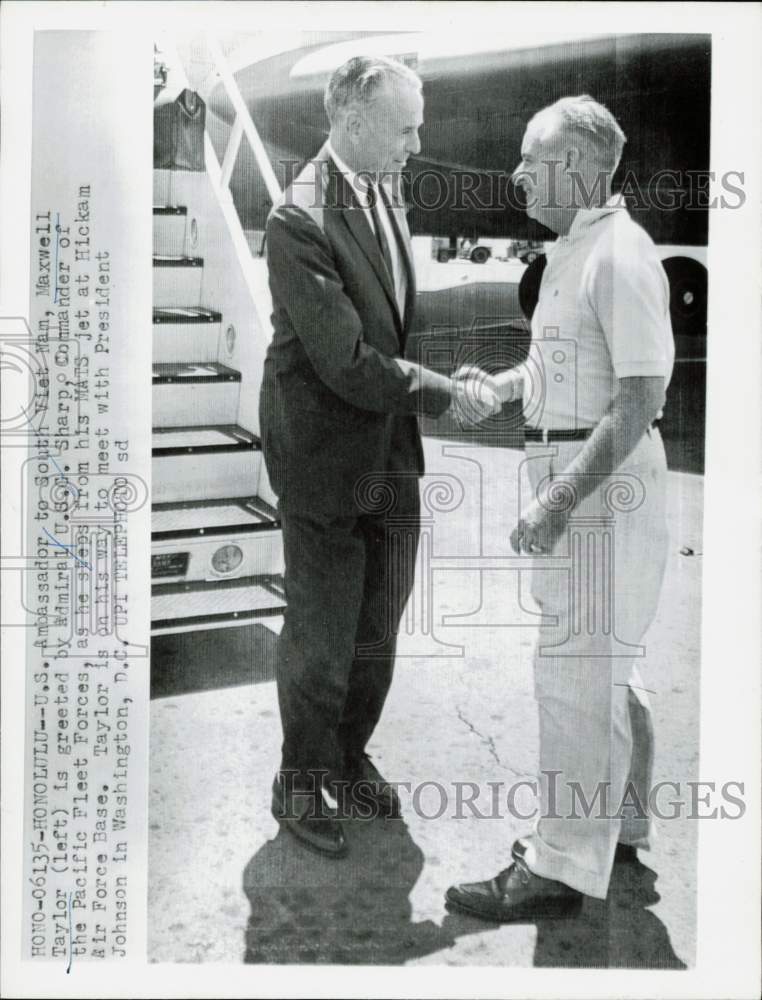 1964 Press Photo Ambassador To South Vietnam Maxwell Taylor With Admiral Sharp- Historic Images