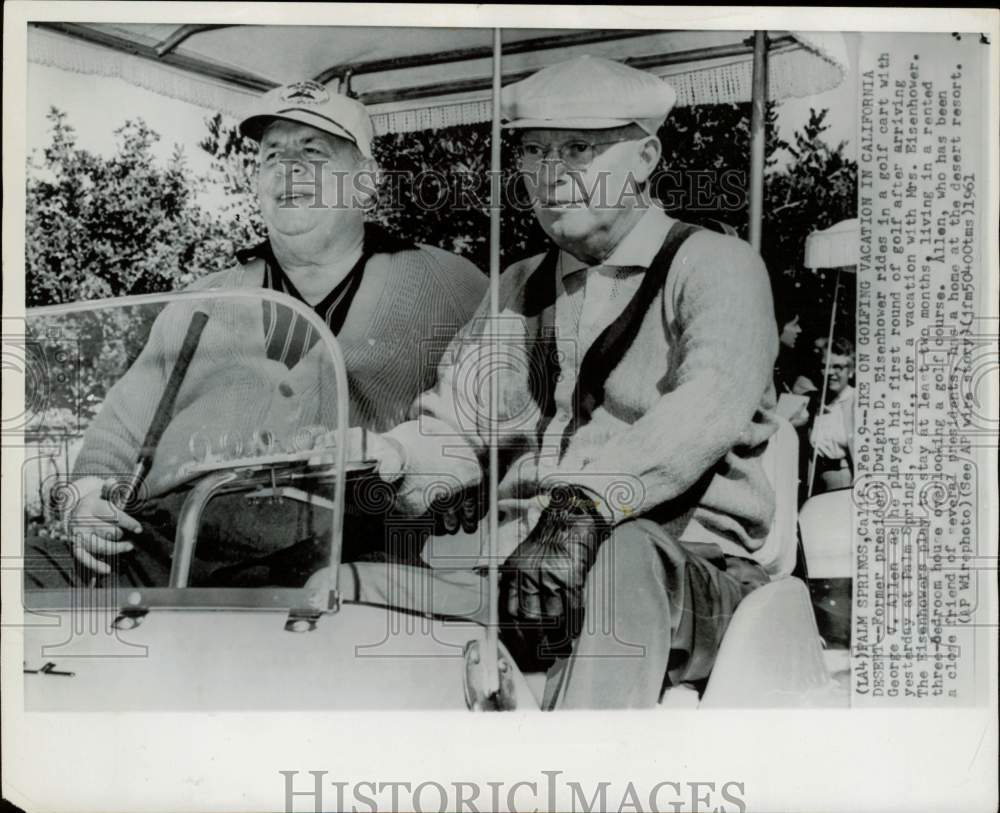 1961 Press Photo Football Coach George Allen, Former President Dwight Eisenhower - Historic Images