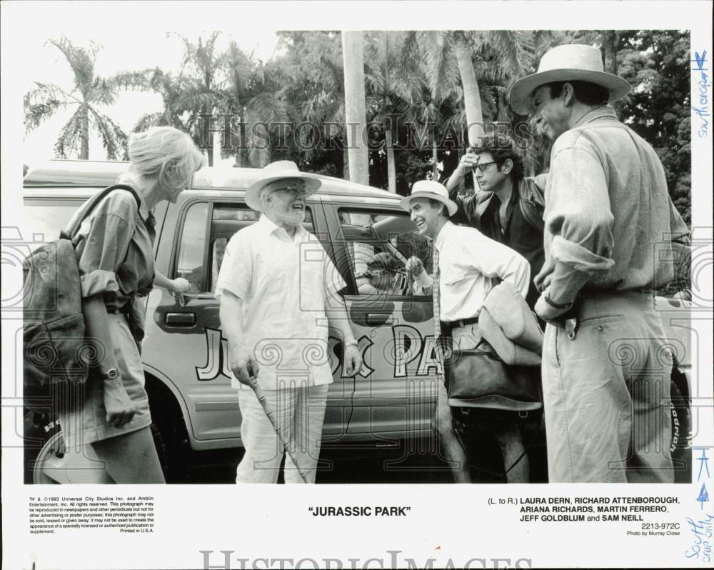 1993 Press Photo Cast Members From American Science Fiction Film &quot;Jurassic Park&quot; - Historic Images