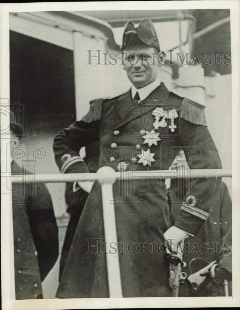 1928 Press Photo Bachelor Crown Prince Frederick Of Denmark As Officer In Navy - Historic Images