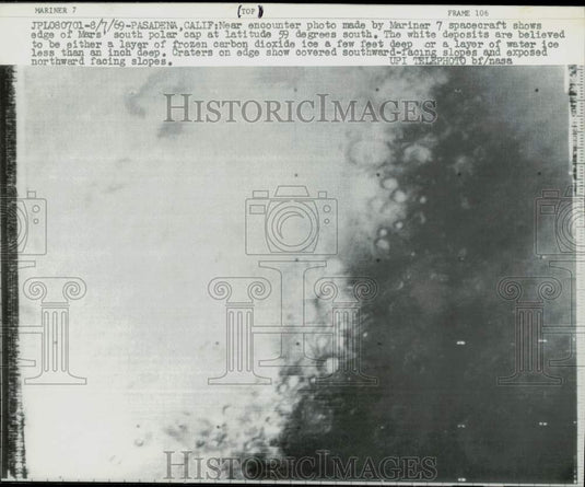 1969 Press Photo A view of Mars as seen from the Mariner 7 spacecraft - Historic Images