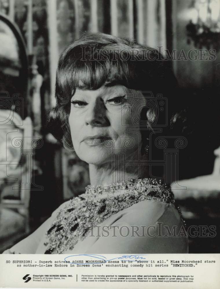 1968 Press Photo Actress Agnes Moorehead In Comedy Television Series &quot;Bewitched&quot; - Historic Images