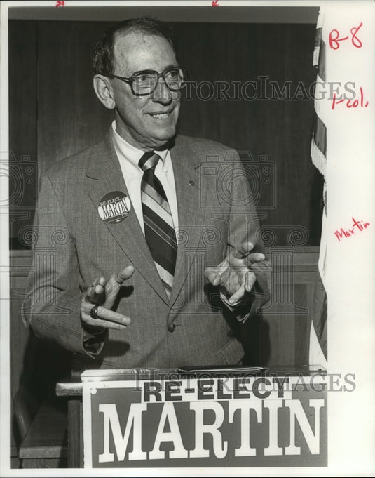1990 Press Photo Alabama Public Service Commissioner Charles B. Martin Speaks- Historic Images