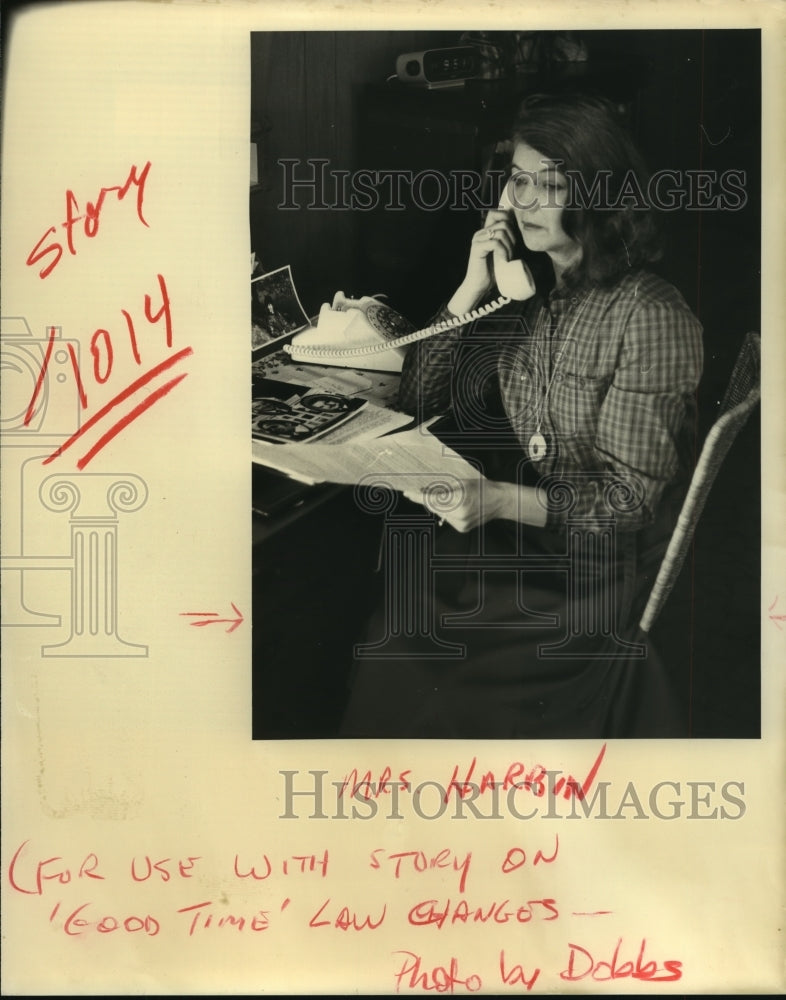 Press Photo Mrs. Harbin On The Telephone- Historic Images