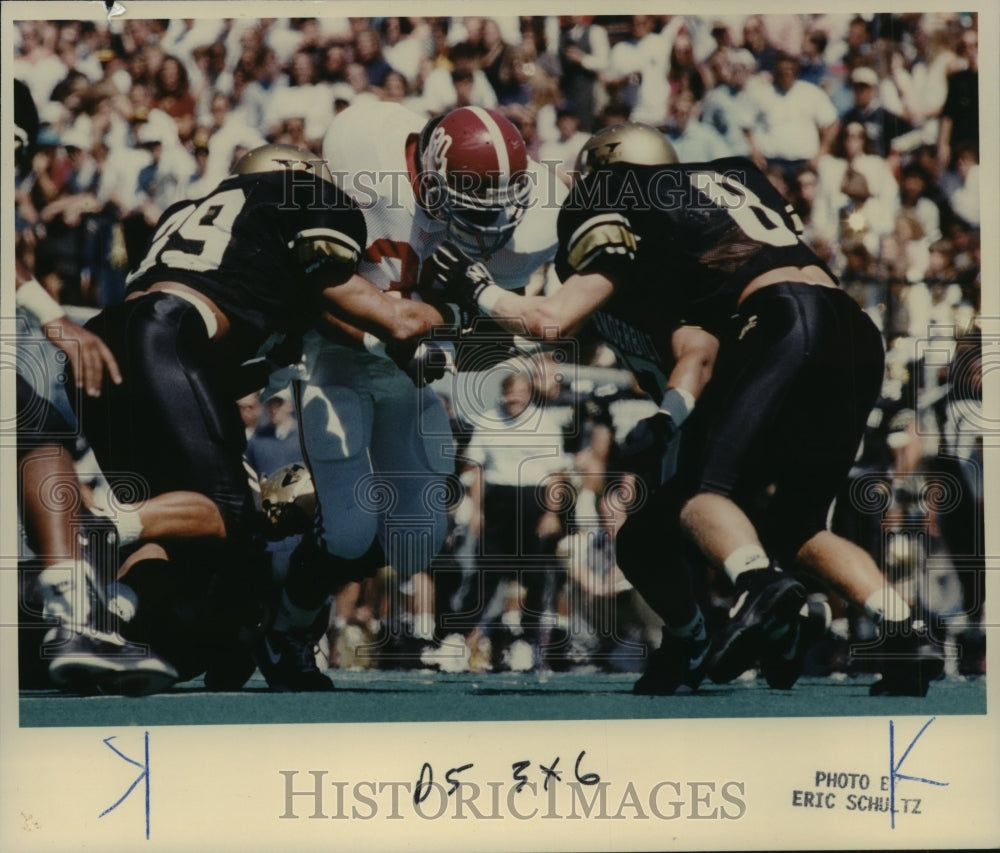 Press Photo Players Tackle Opponent During Alabama Football Game - ahta01580 - Historic Images