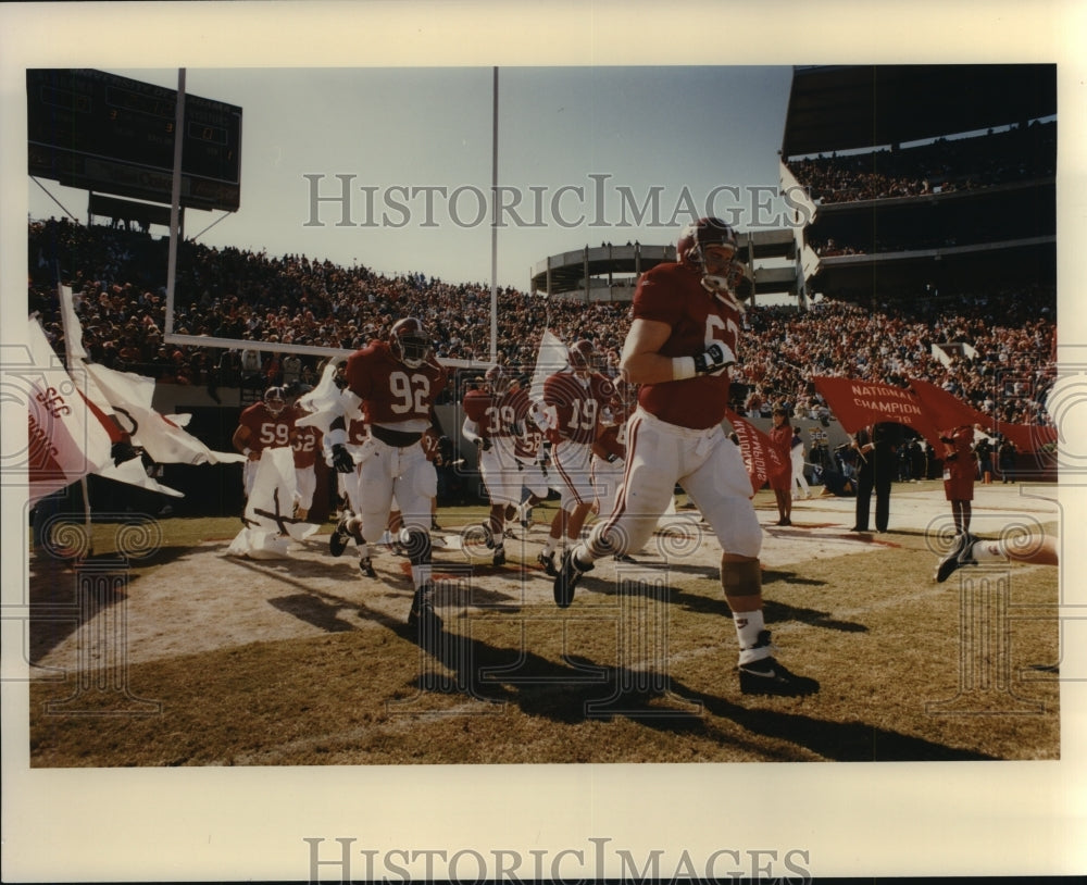 Press Photo Players Run Out On Football Field Before Alabama Game - ahta01963 - Historic Images