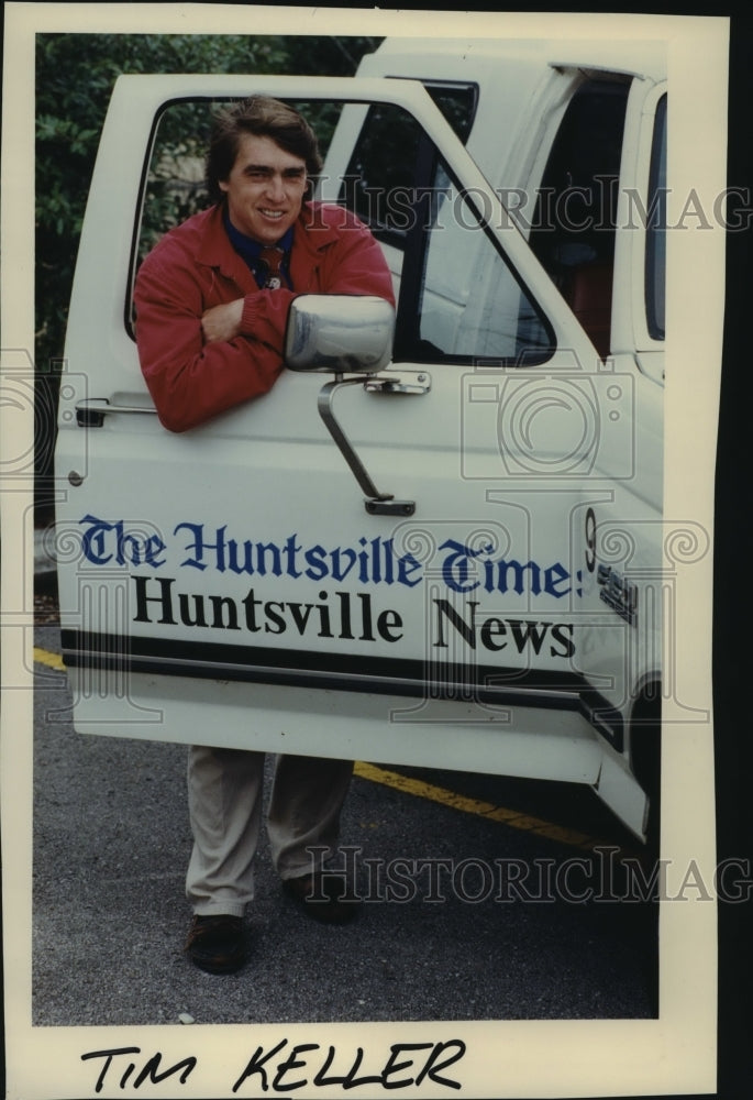 1995 Press Photo Tim Keller with Huntsville Times Truck, Alabama - ahta02281 - Historic Images