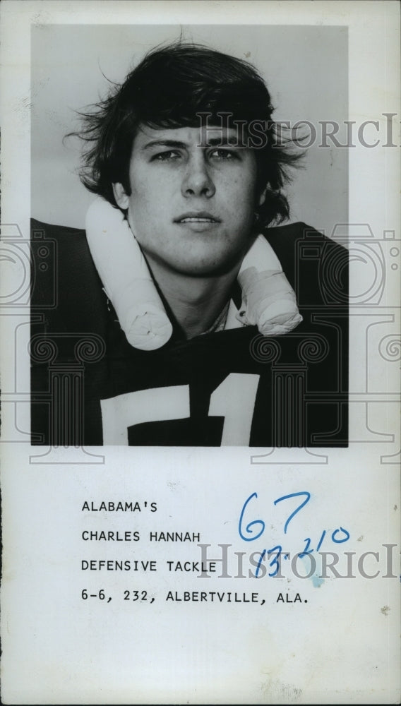 Press Photo Charles Hannah, Defensive Tackle for University of Alabama- Historic Images