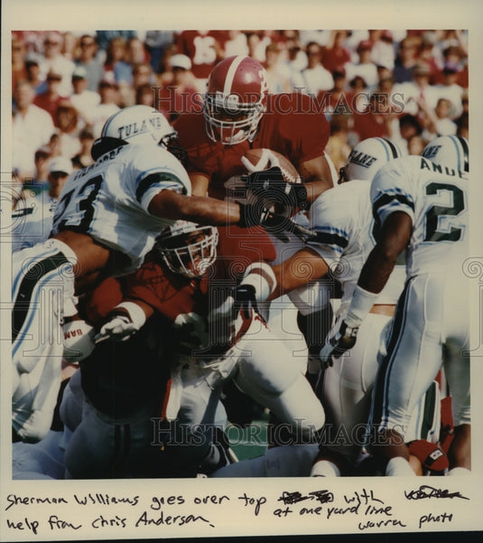 Press Photo Williams Goes Over Top With Help From Anderson During Game- Historic Images