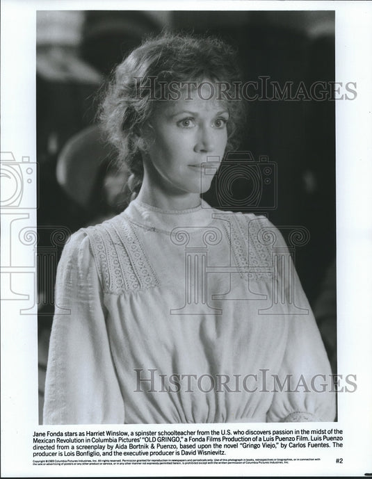 1989 Press Photo Jane Fonda as Harriet Winslow in "Old Gringo" - ahtx00715- Historic Images
