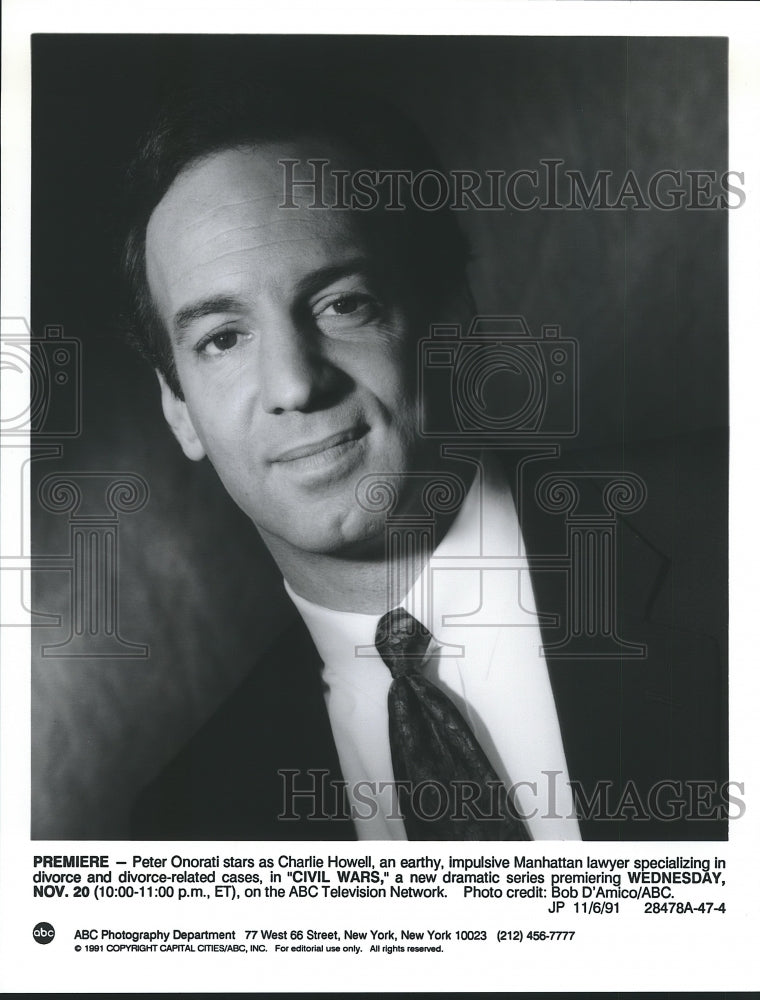 1991 Press Photo Peter Onorati as Charlie Howell in "Civil Wars"- Historic Images
