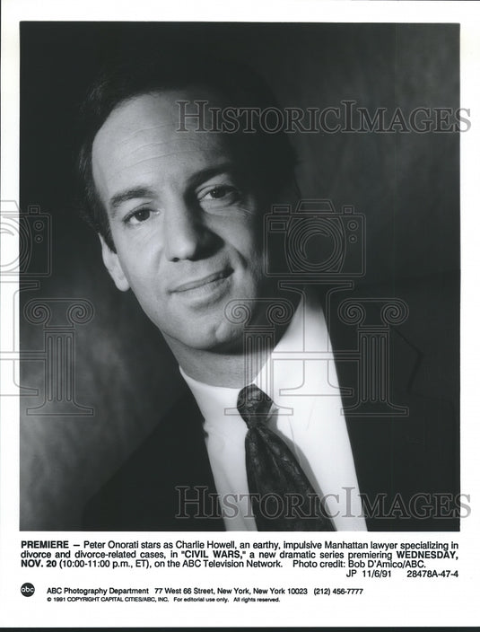 1991 Press Photo Peter Onorati as Charlie Howell in "Civil Wars"- Historic Images