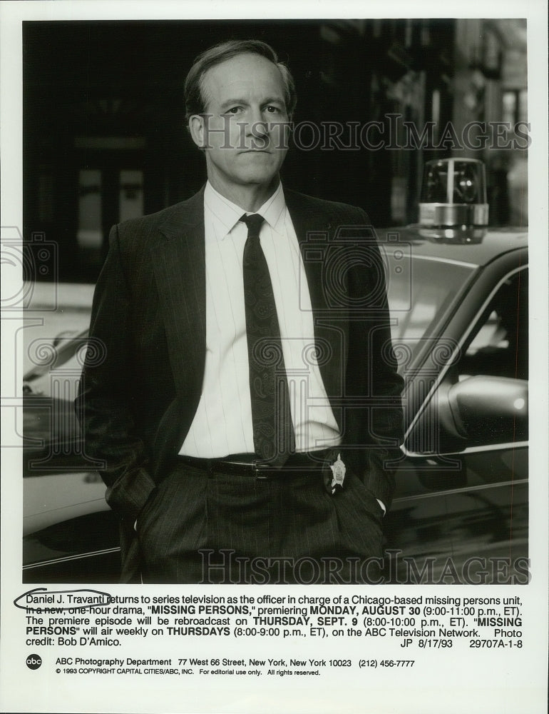 1993 Press Photo Daniel J. Travanti, Actor in &quot;Missing Persons&quot; on ABC- Historic Images