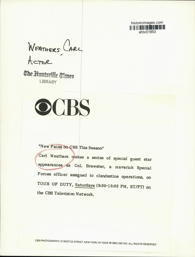 1989 Press Photo Carl Weathers as Colonel Brewster in "Tour of Duty" - ahtx01853