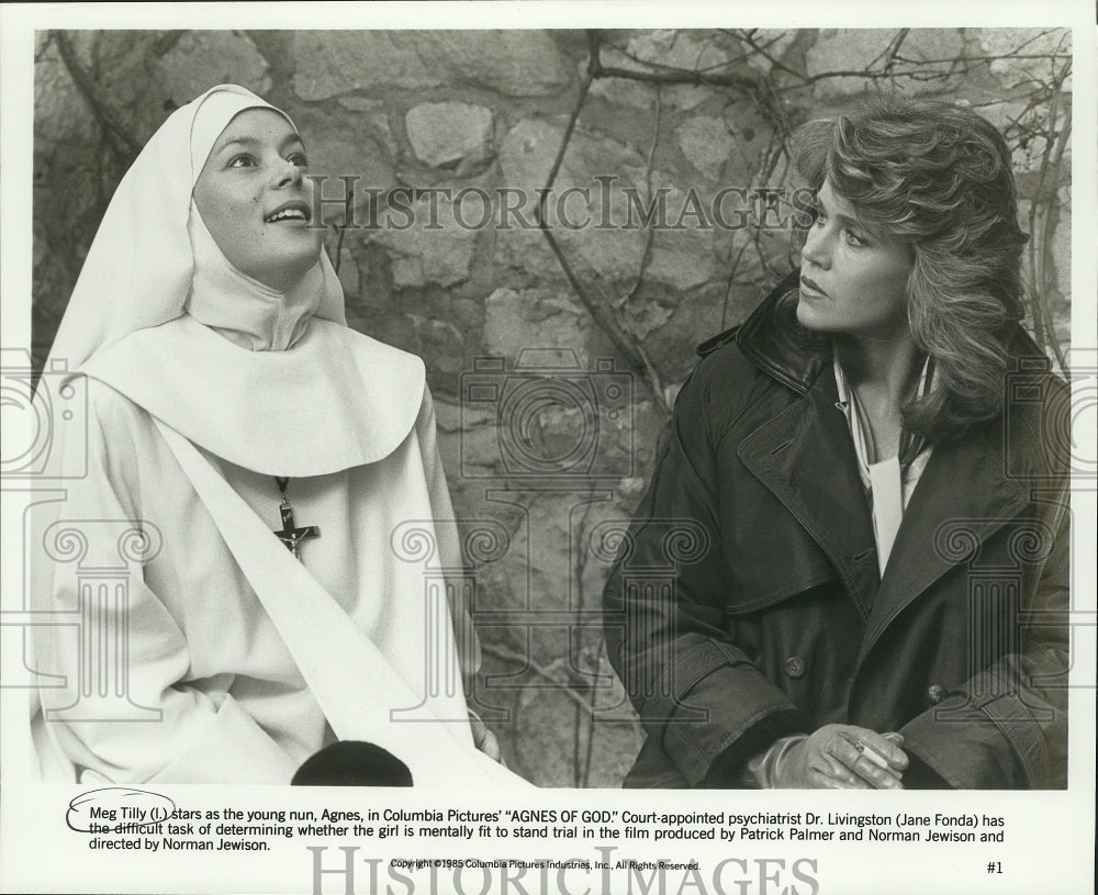 1985 Press Photo Meg Tilly and Jane Fonda, Actresses in &quot;Agnes of God&quot;- Historic Images