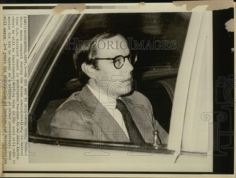 Load image into Gallery viewer, Press Photo John Dean driven from U.S. District Court in Washington to Lockup
