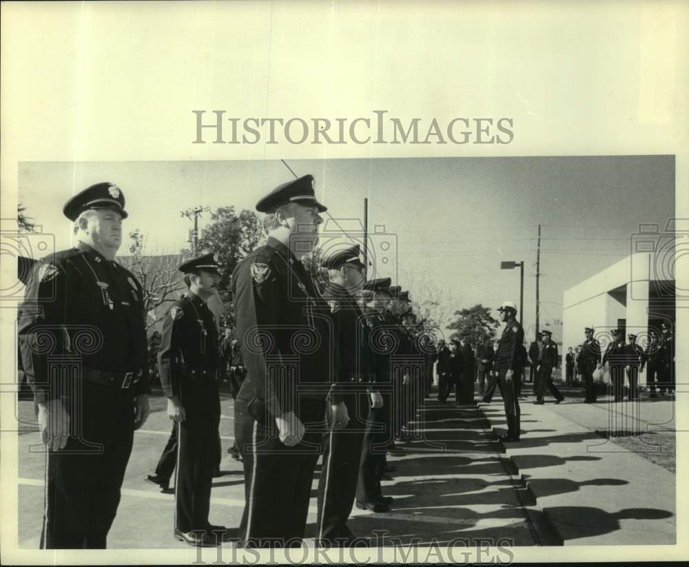 1981 Press Photo Police Force at Dedication of new Ben L. Briggs Building- Historic Images