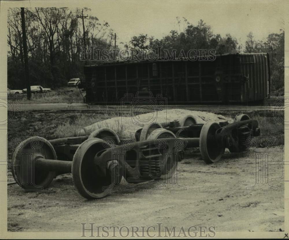 1979 Press Photo Railroad Car on its side after Hurricane Frederic- Historic Images