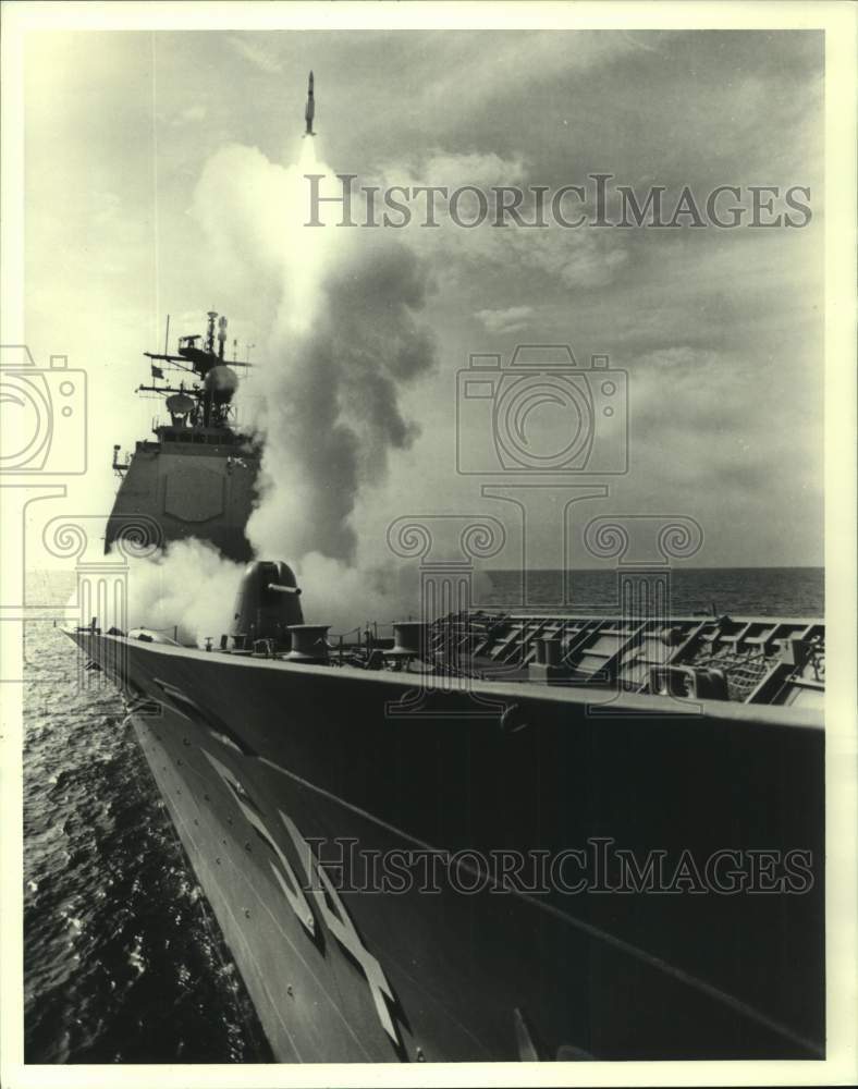 Press Photo View of the side of USS Antietam in Waters - ampa01367- Historic Images
