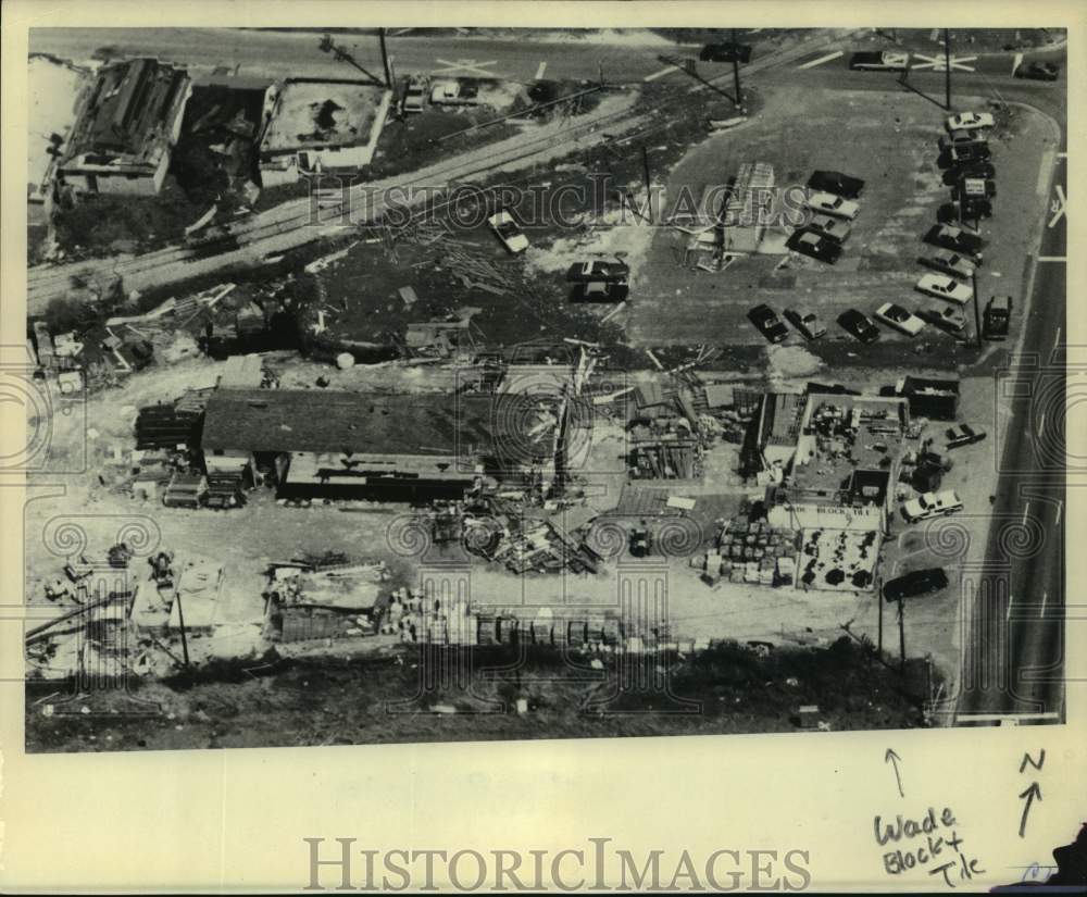 1985 Press Photo Aerial View of Building Damage from Hurricane Elena- Historic Images