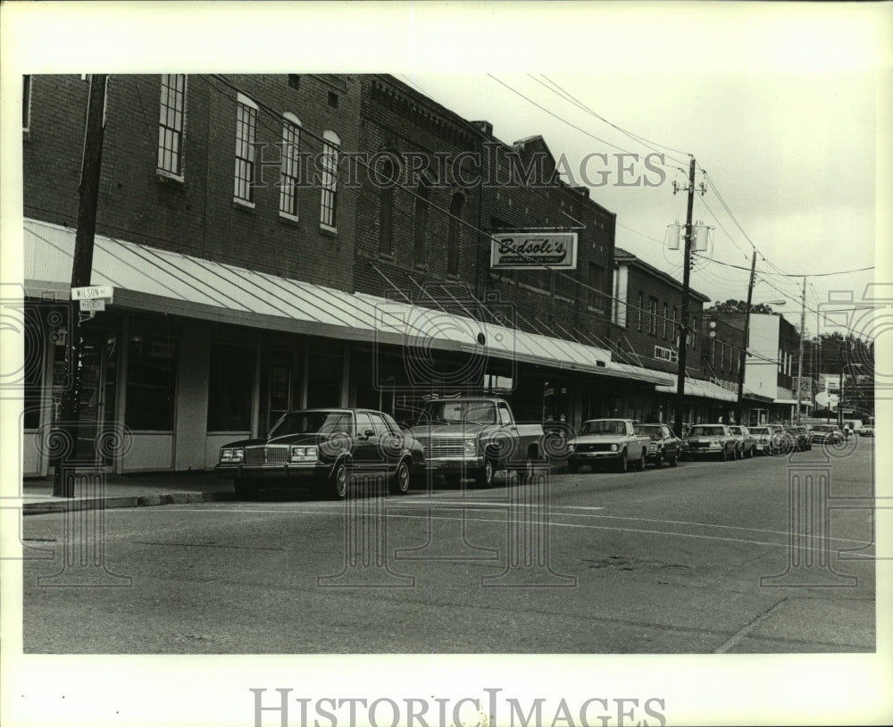 1984 Press Photo Downtown businesses in Thomasville, Alabama- Historic Images