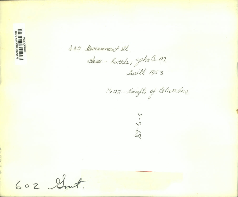 1968 Press Photo John Battle home at 602 Government Street in Alabama