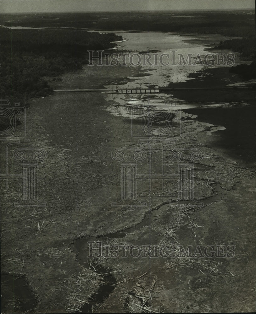 1968 Press Photo Aerial View of Big Creek Lake Showing Drought Condition- Historic Images