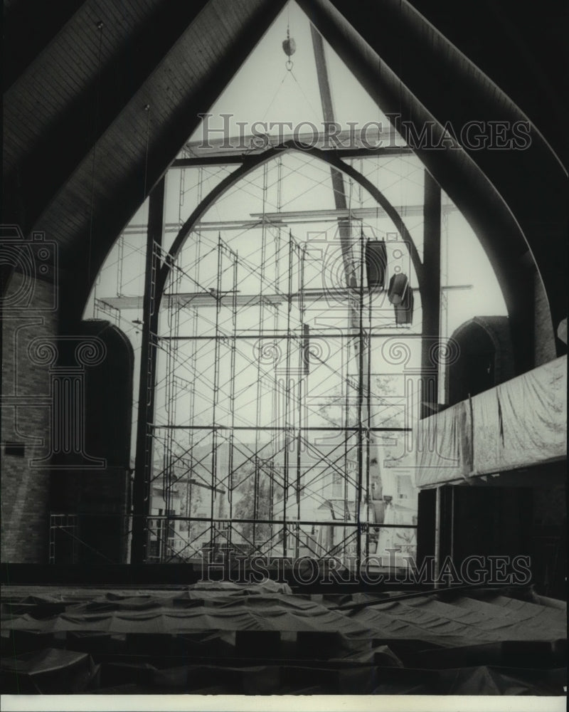 1980 Press Photo Reconstruction of Central Presbyterian Church from Interior- Historic Images