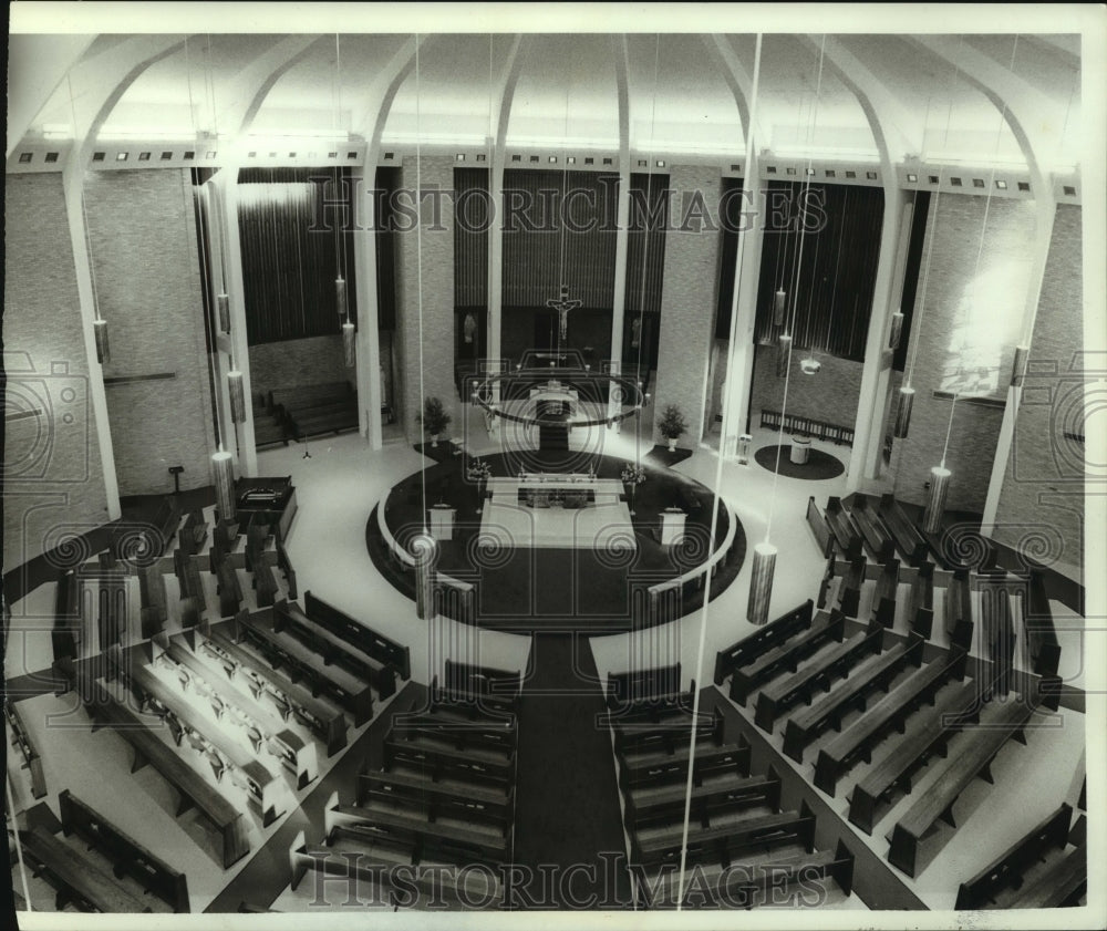 1968 Press Photo Aerial View of Nave at St Pius X Catholic Church in Mobile- Historic Images