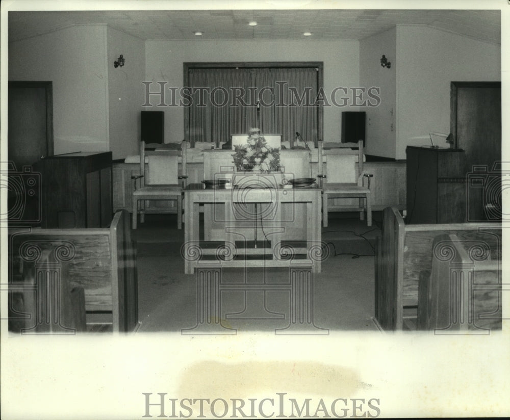 1981 Press Photo Lockler Memorial Baptist Church Interior, Mt. Vernon, Alabama- Historic Images