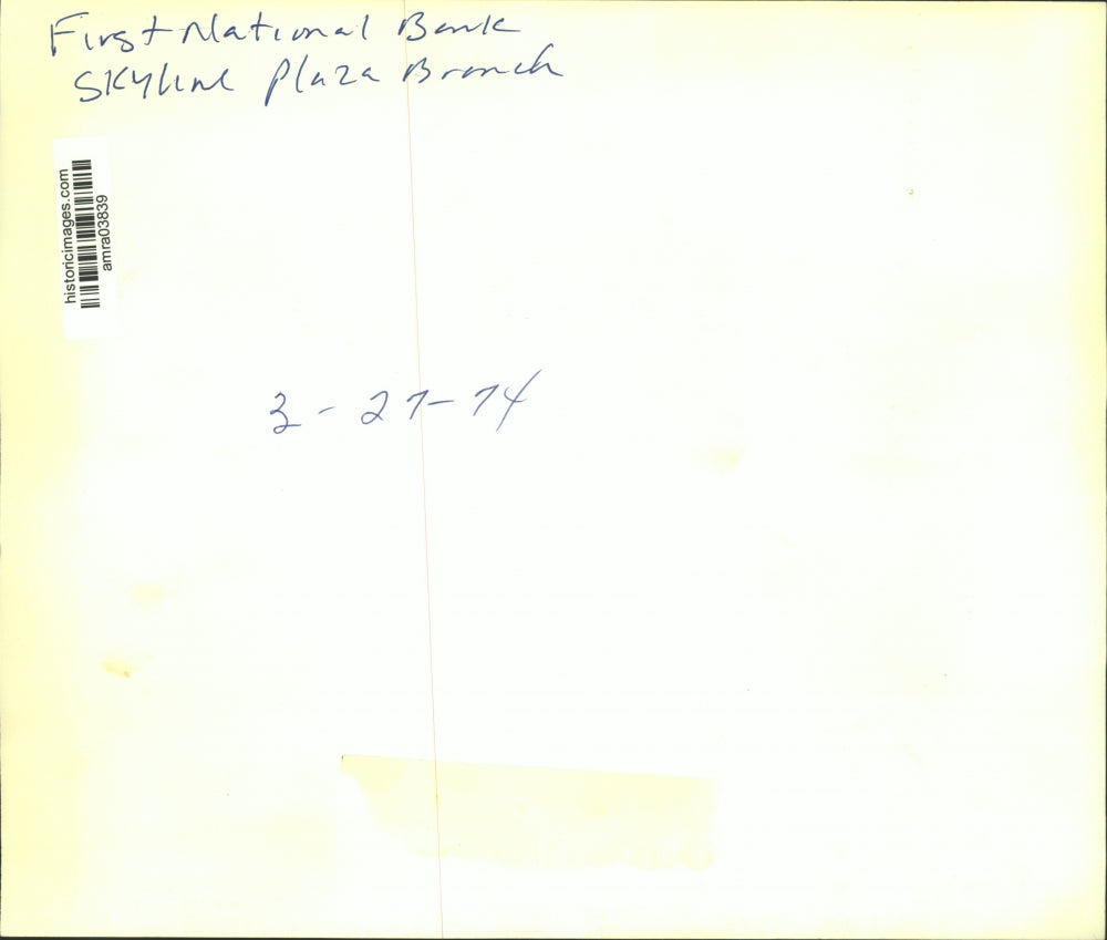 1974 Press Photo Exterior of First National Bank, Skyline Plaza Branch, Alabama