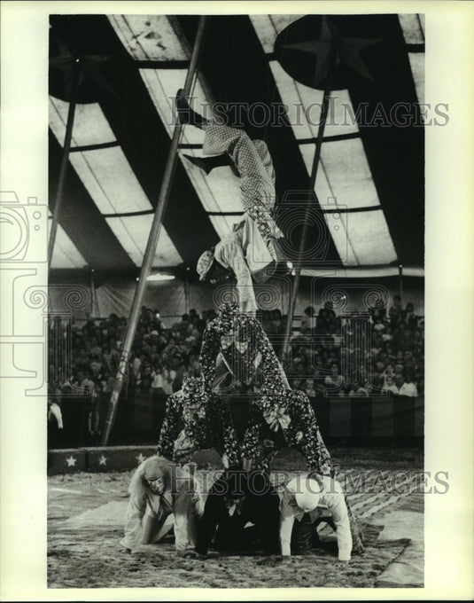 1985 Press Photo Clowns Performing at Circus, Alabama - amra04380- Historic Images