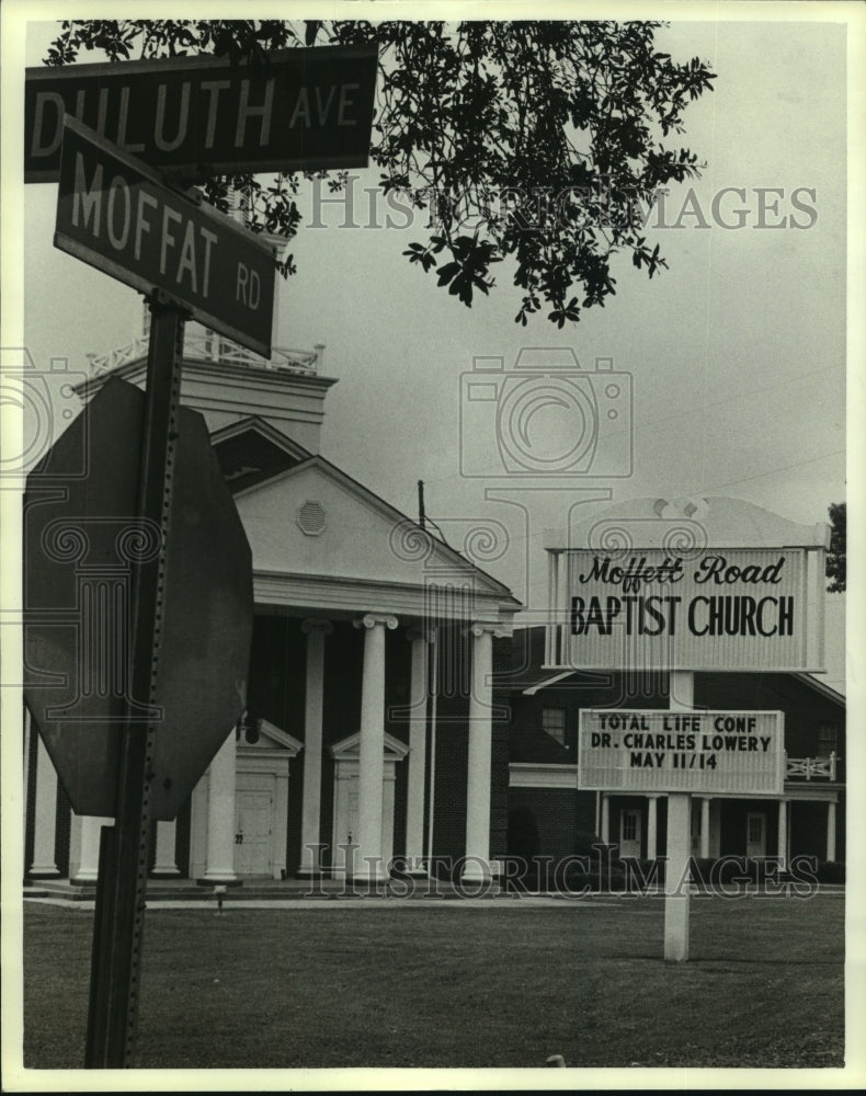 1986 Press Photo Moffett Road Baptist Church in Mobile, Alabama- Historic Images