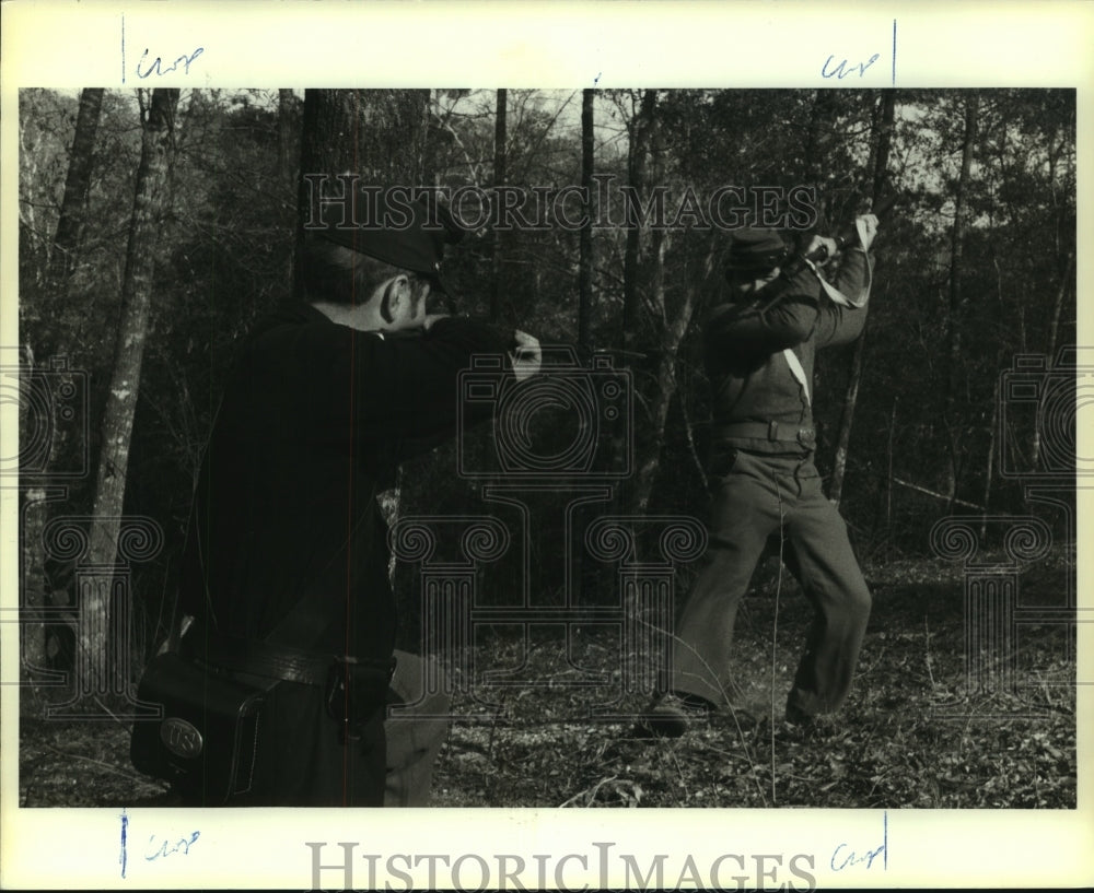 1984 Press Photo Civil War battle re-enactment at Blakeley, Alabama- Historic Images