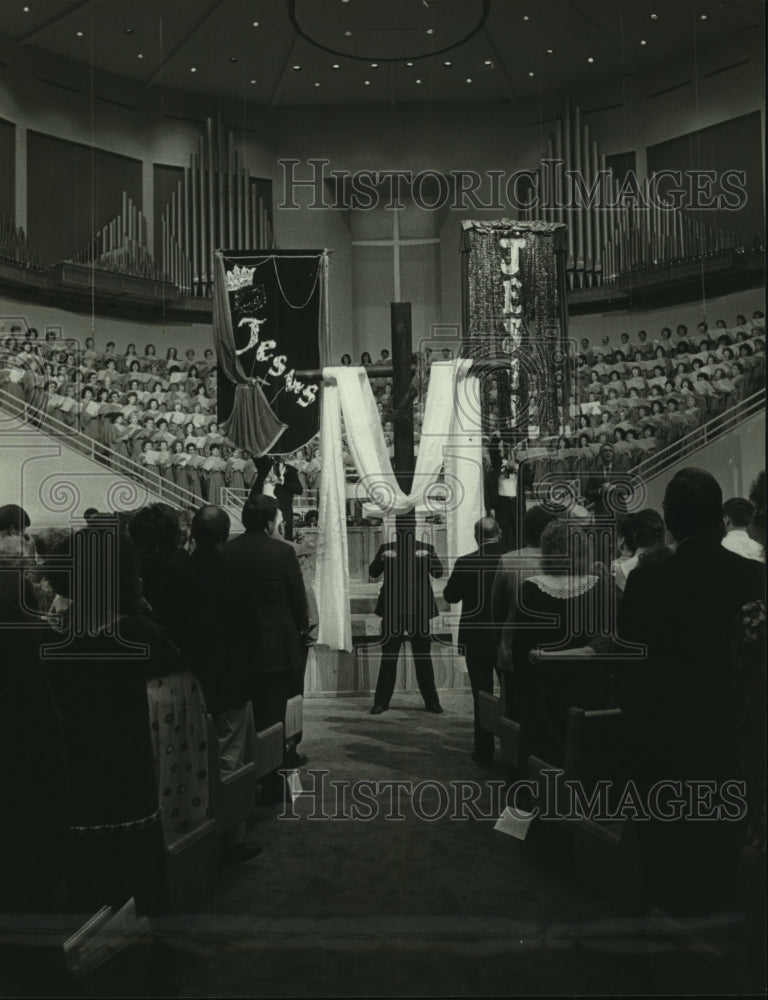 1989 Press Photo Interior of Cottage Hill Baptist Church, Alabama- Historic Images