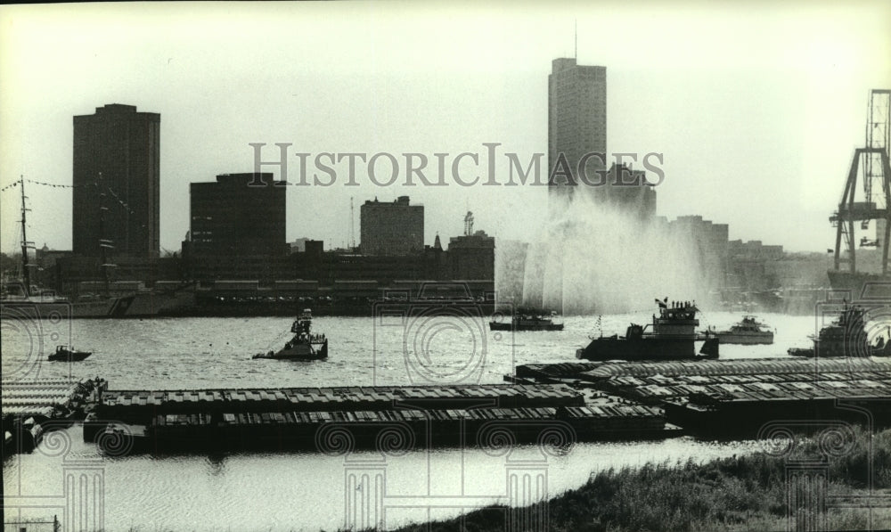 Press Photo Barges at Tenn-Tom celebration in Alabama - amra07889