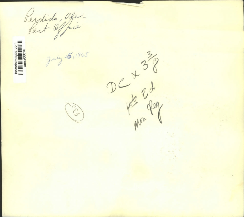 1965 Press Photo Exterior of Post Office building, Perdido, Alabama - amra08016