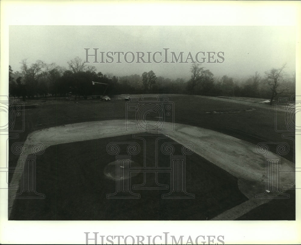 1990 Press Photo Aerial view of Spring Hill College baseball field, Alabama- Historic Images