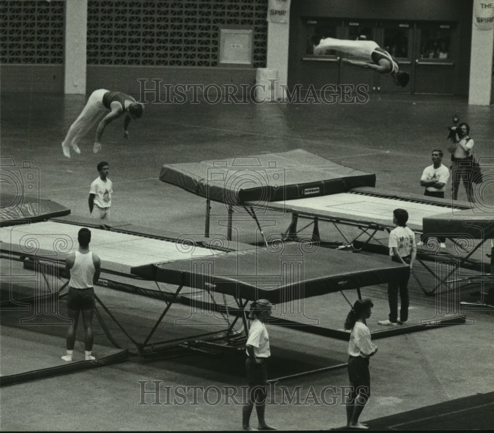 1989 Press Photo Gymnasts practice at Alabama Sports Festival- Historic Images