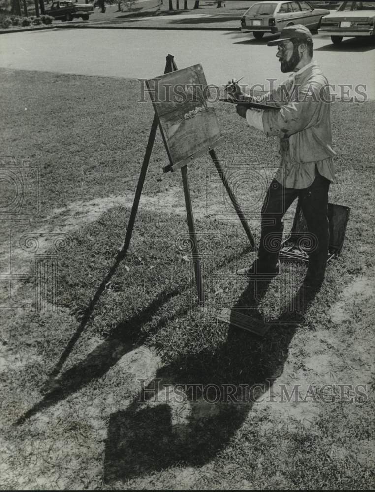 1988 Press Photo Statue of Artist at Easel, Fine Art Museum of the South, Mobile- Historic Images