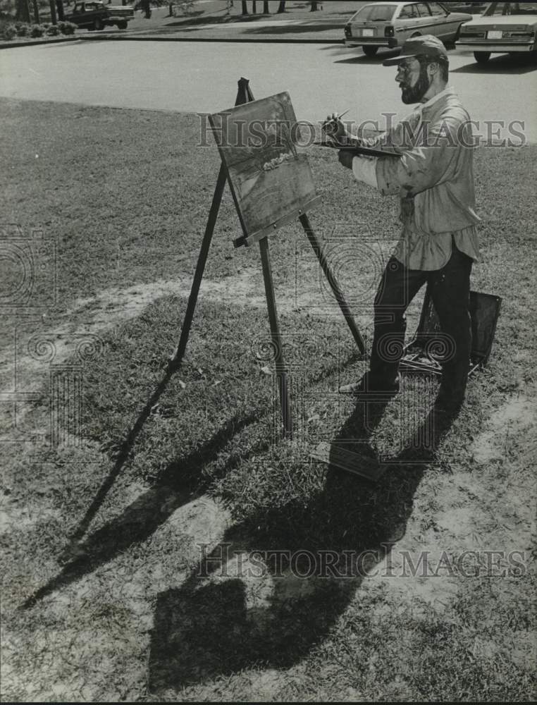 1988 Press Photo Statue of Artist at Easel, Fine Art Museum of the South, Mobile- Historic Images