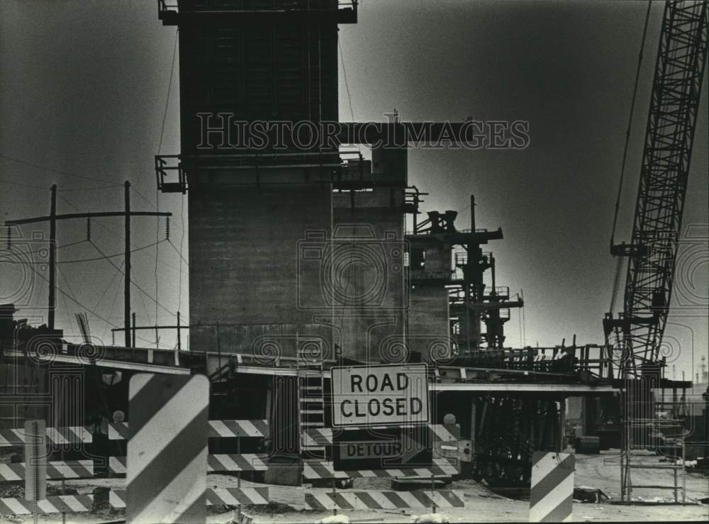 1988 Press Photo Cochrane Bridge construction site, Alabama- Historic Images