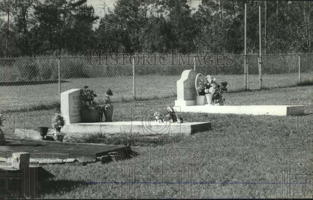 1988 Press Photo Markers in Koenton, Alabama cemetery- Historic Images