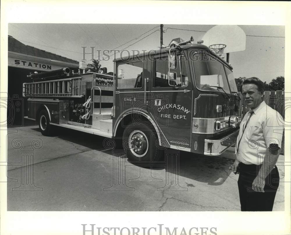 Press Photo Chickasaw Fire Department Fire Engine, Chickasaw, Alabama- Historic Images